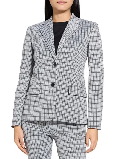 Theory Women's Grid Two-button Jacket In Blue