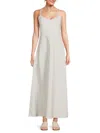 Theory Haranna Linen-blend Maxi Dress In Light Grey