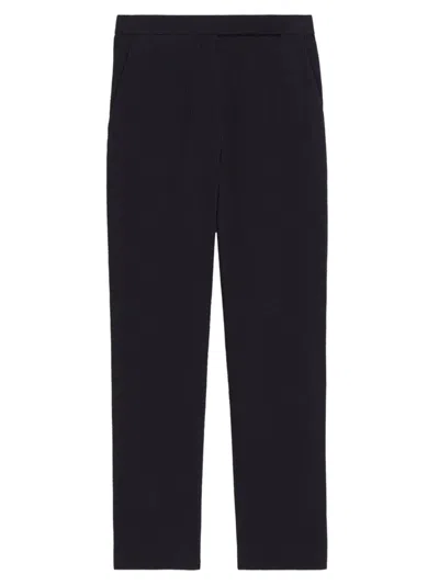 Theory Women's High-rise Cotton-blend Straight Crop Pants In Navy
