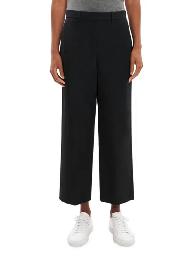 Theory Women's High-rise Cotton Twill Trousers In Black