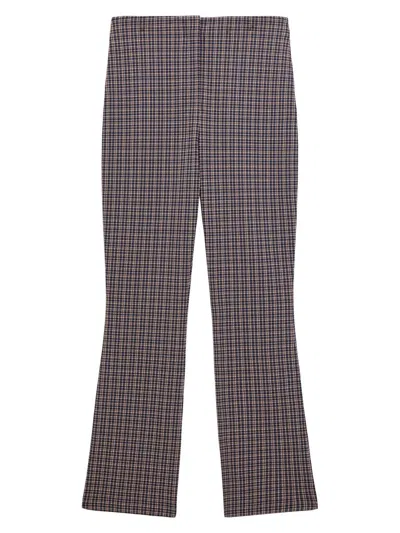 Theory Women's High Rise Plaid Flared Pants In Gray