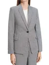 Theory Women's Houndstooth Linen-blend Slim-fit Blazer In Gray