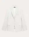 Theory B.mel Houndstooth Check Slim Fit Linen Blend Blazer In White