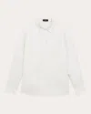 Theory Houndstooth Linen-blend Shirt In White