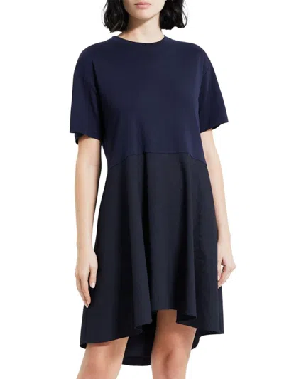 Theory Women's Jersey Linen Blend T Shirt Dress In Concord Blue