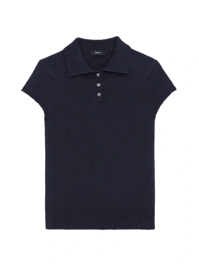 Theory Women's Knit Cotton & Wool Polo In Black