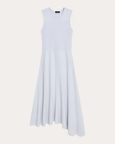 Theory Women's Knit Crepe Combo Asymmetric Midi Dress In White