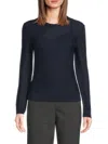 Theory Women's Knit Linen Blend Top In Navy