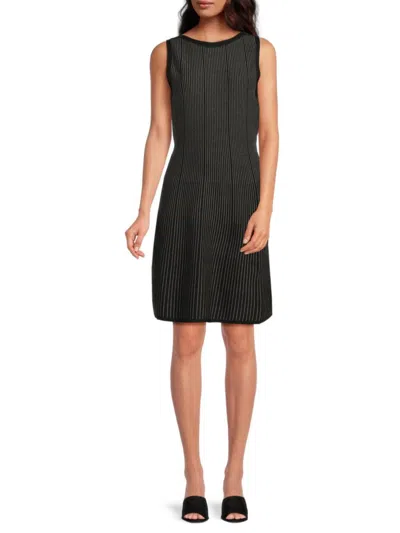Theory Women's Knit Sleeveless Tank Dress In Black White