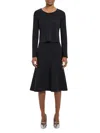 Theory Layered Long Sleeve Dress In Black