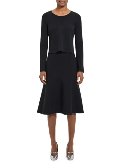 THEORY WOMEN'S LAYERED JERSEY MIDI-DRESS