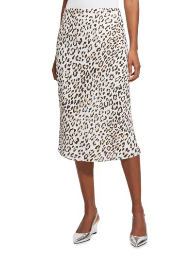 Theory Women's Leopard Print Midi Slip Skirt In Natural