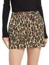 Theory Women's Leopard Wool Low-rise Miniskirt In Multi