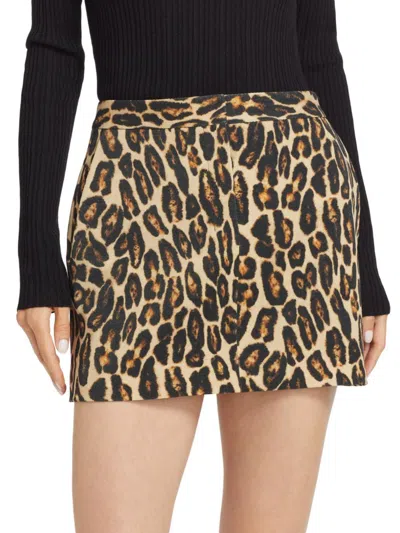 Theory Women's Leopard Wool Low-rise Miniskirt In Multi