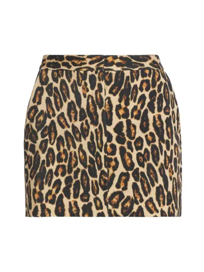 Theory Women's Leopard Wool Low-rise Miniskirt In Animal Print
