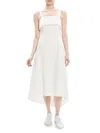 Theory High-low Linen Blend Dress In White