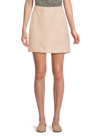 Theory Women's Linen Blend Mini Skirt In Light Pink