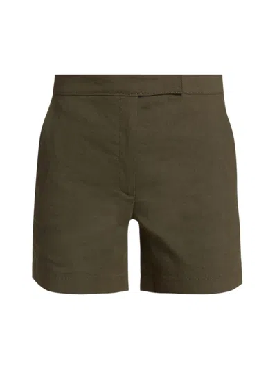 Theory Women's Linen-blend Shorts In Dark Olive