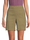 Theory Women's Linen Blend Shorts In Olive