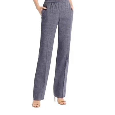 Theory Women's Linen Blend Straight Pull On Pants In Navy Melange Eco Sharkskin In Gray