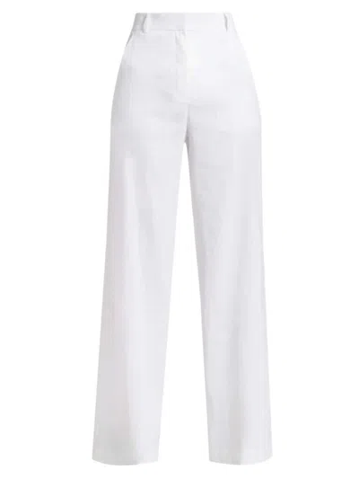 Theory Women's Linen-blend Wide-leg Trousers In White