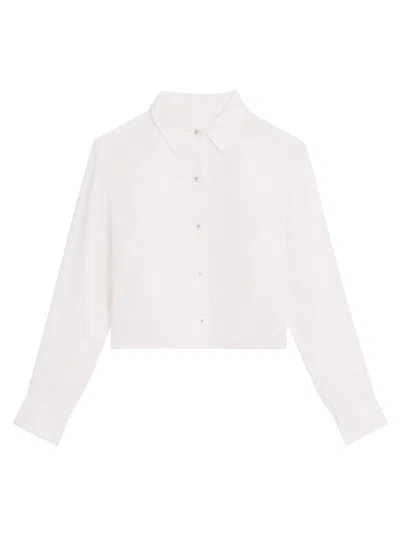 Theory Relaxed Linen Crop Shirt In White