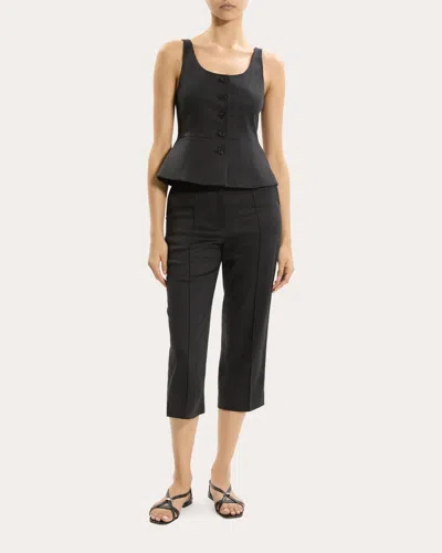 Theory Women's Linen Twill Peplum Vest Top In Black