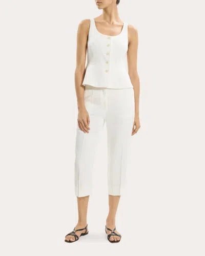Theory Women's Linen Twill Peplum Vest Top In White