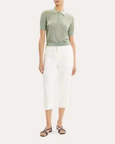 Theory Women's Linen Twill Slit Capri Pants In White