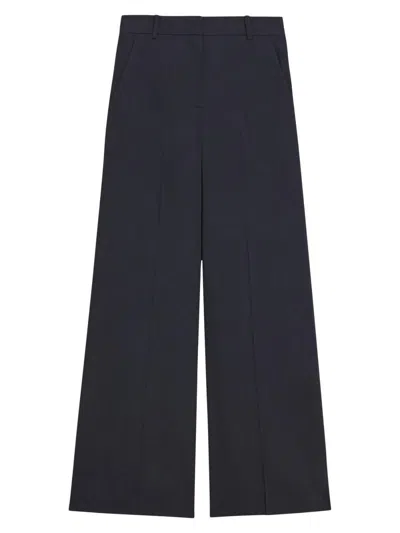 Theory Women's Linen-blend Wide-leg Trousers In Metallic