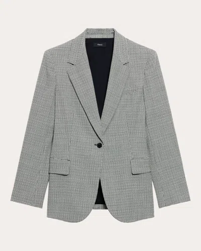 Theory Women's Lynnia Plaid Wool Twill Slim Blazer Wool/elastane/polyester In Gray