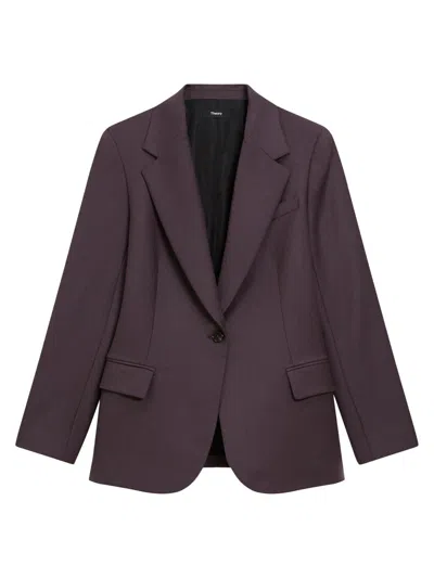 Theory Women's Lynnia Slim-fit Wool Blazer In Brown