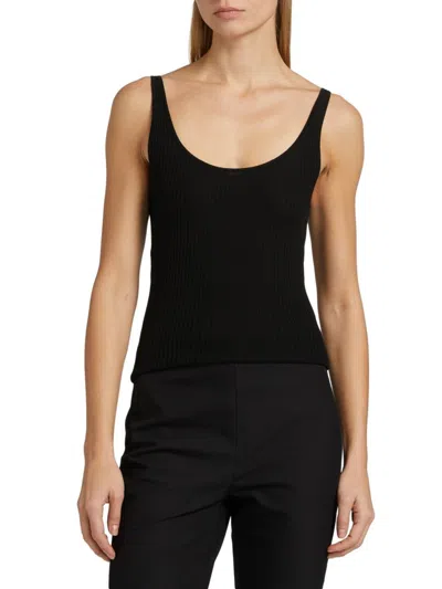 Theory Women's Merino Rib-knit Fitted Tank In Black