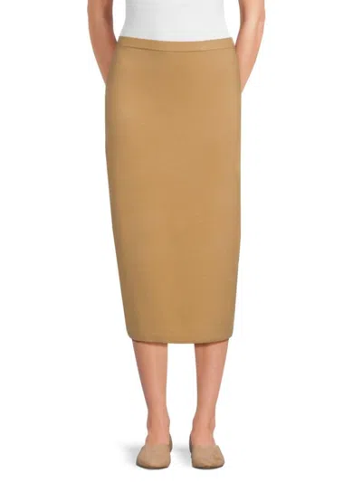 Theory Women's Merino Wool Blend Midi Skirt In Brown