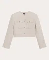 Theory Military Jacket In Basket Weave Linen In Neutrals