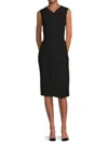 Theory Sleeveless Linen Blend Wrap Dress In Black