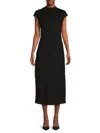Theory Women's Mockneck Cap Sleeve Midi Dress In Black