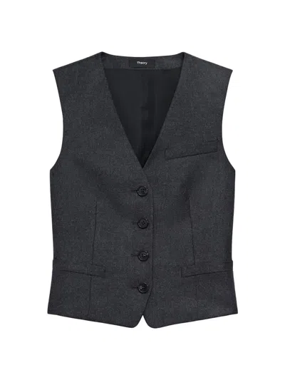 Theory New Divide Sleek Flannel Waistcoat Vest In Gray