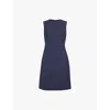 Theory Womens Nocturne Navy Round-neck Sleeveless Regular-fit Stretch-wool Midi Dress