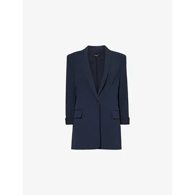 Theory Womens Nocturne Navy Shawl-lapel Single-breasted Woven Blazer