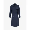 THEORY THEORY WOMEN'S NOCTURNE NAVY STORM-FLAP DOUBLE-BREASTED RECYCLED-POLYESTER BLEND TRENCH COAT