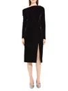 Theory Off The Shoulder Long Sleeve Stretch Velvet Dress In Mink
