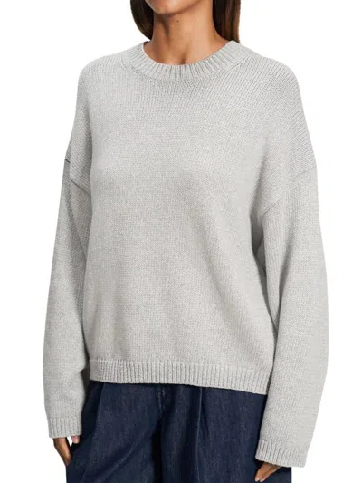 Theory Women's Oversized Cotton-blend Crewneck Sweater In Gray
