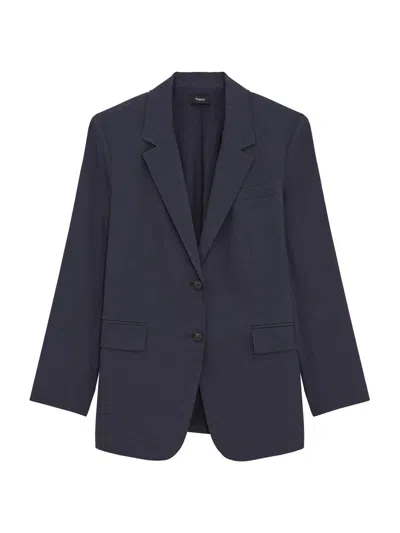 Theory Women's Oversized Straight-fit Single-breasted Blazer In Blue