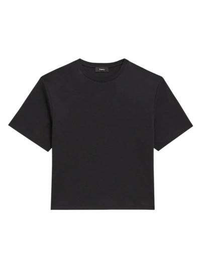 Theory Women's Pima Cotton Boxy T-shirt In Black