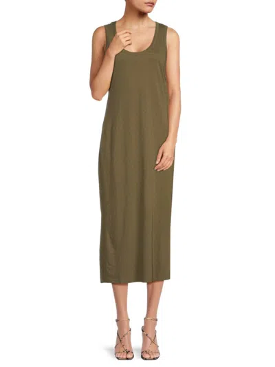Theory Scoop Neck Midi Dress In Green