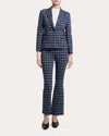 Theory Check Print Single Button Blazer In Blue