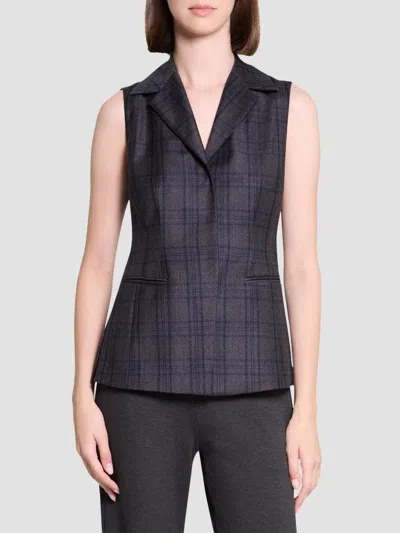 Theory Women's Plaid Slim-fit Vest In Gray
