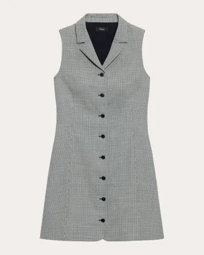 Theory Sleeveless Shirt Dress In Wool-blend Twist In Gray