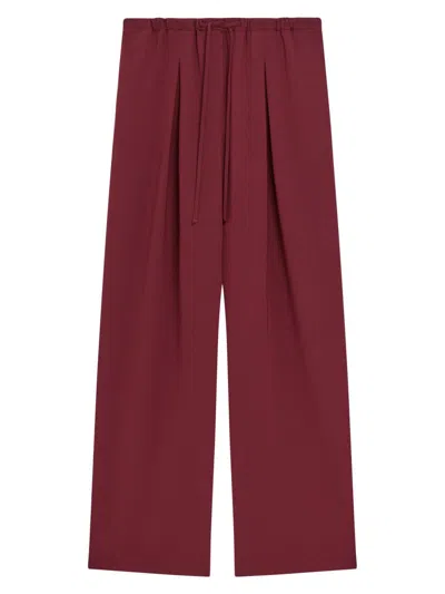 Theory Women's Pleated Crêpe Casual Pants In Burgundy
